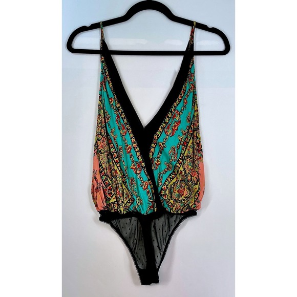 Intimately By Free People Tops - Intimately Free People Boarder Babe Paisley Mesh Bodysuit Sz S Festival Lingerie
